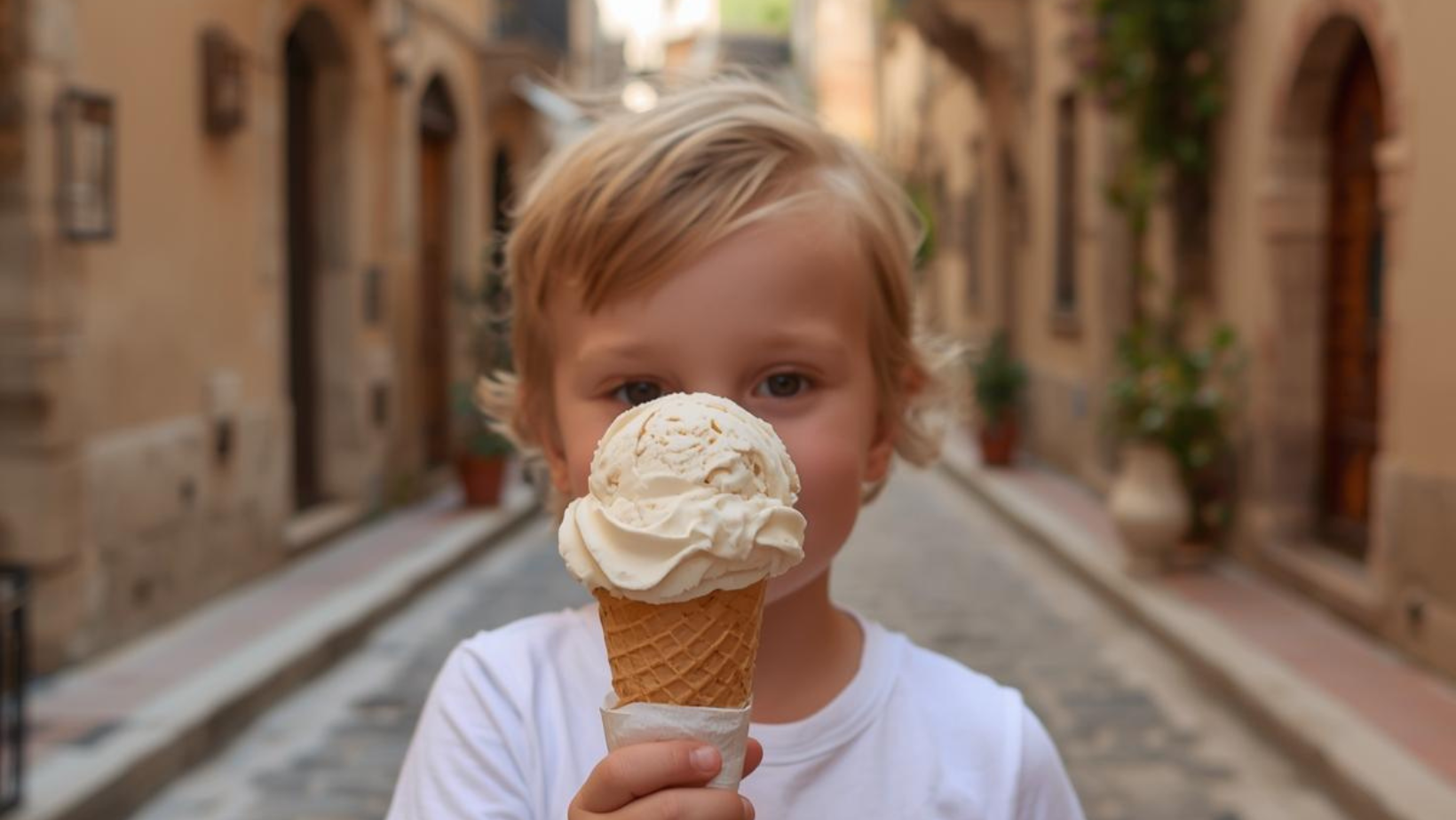 mallorca-con-niños-tomando-helado-pueblo con encanto.